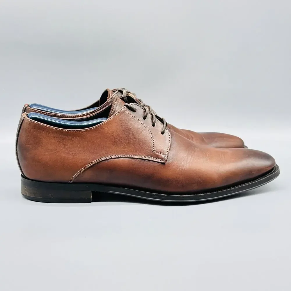 To Boot New York Shoes Mens 8 Brown Leather Derby Oxford Lace Up Dress Formal